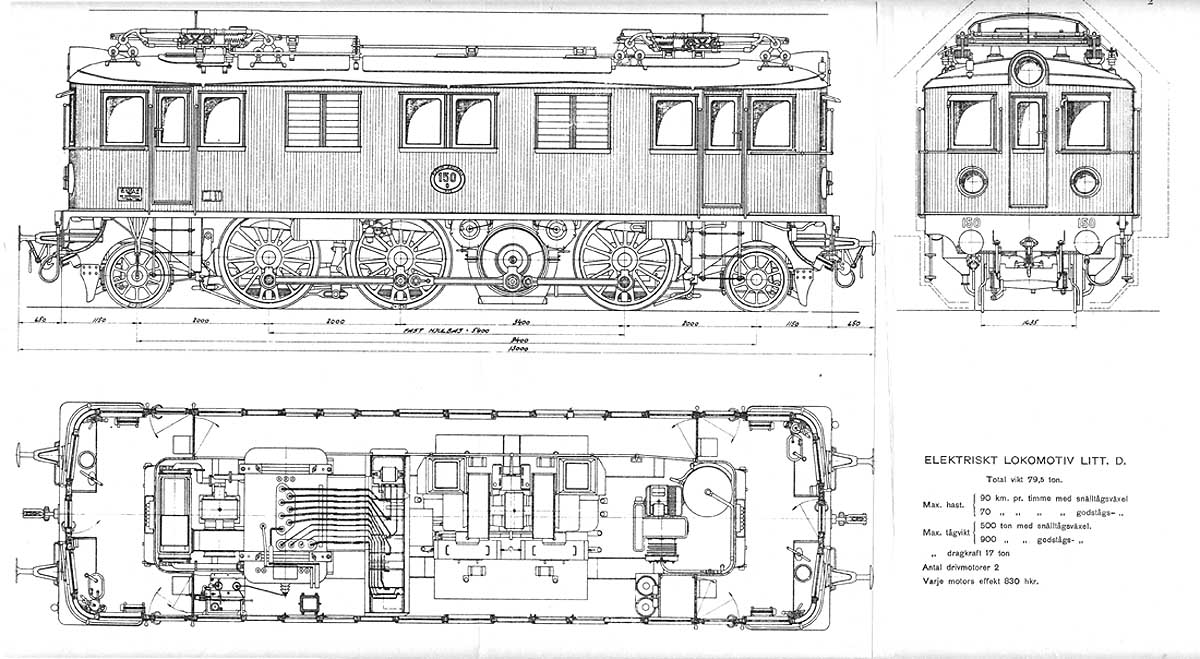 Ritning elektrolok littera D Drawing electric locomotive class D