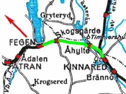 Map Kinnared - Fegens railway