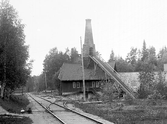 Utfarten frn Kloten med sidospret till hyttan i Kloten, omkring 1910. Foto: A Blomkvist i Grngesberg ca 1899-1930.