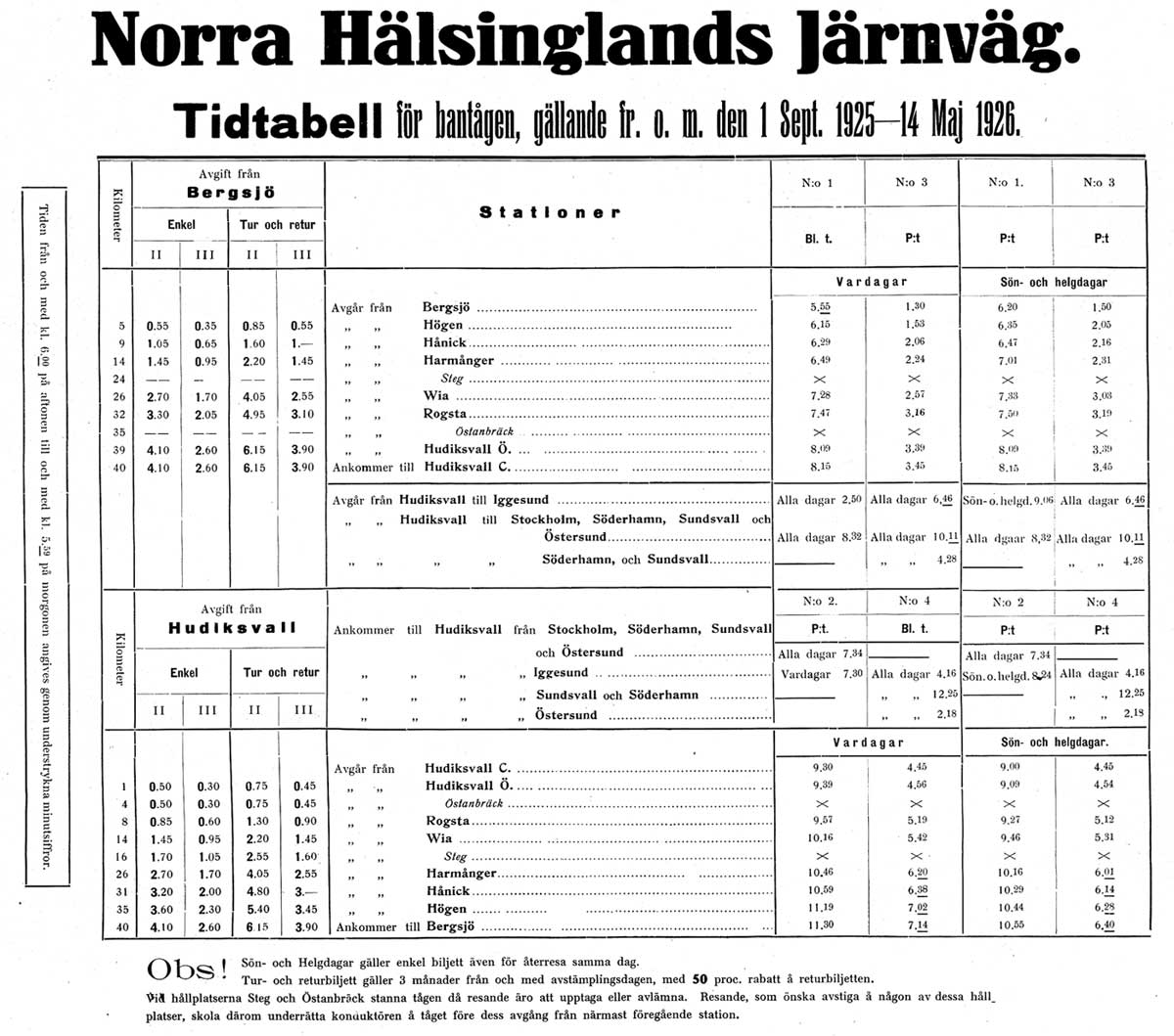 Anlagstidtabell Norra Hlsinglands Jrnvg, NHJ, 1 september 1925 - 14 maj 1926