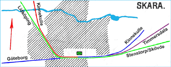 Drawing, railways at Skara