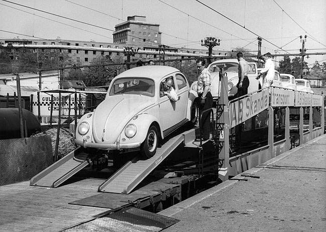 year 1960. Transport of new cars