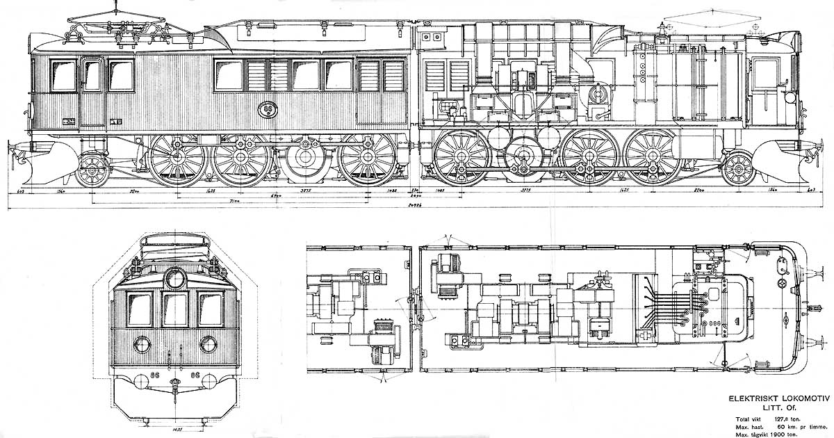 Ritning elektrolok littera Of Drawing electric locomotive class Of