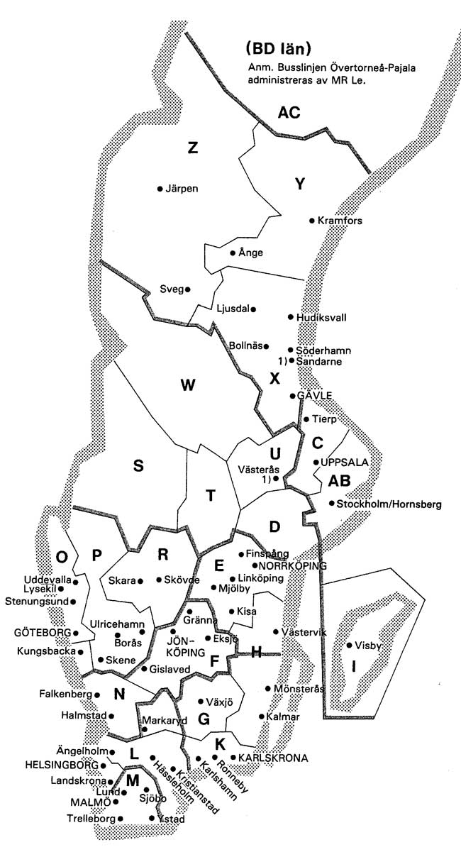 Karta över Bussregioner 1983-02-01