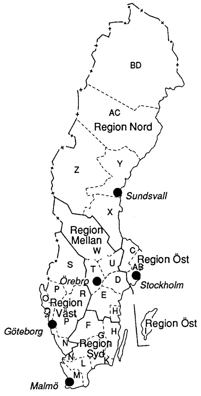 Fastighetsdivisionens regioner 1988-07-01