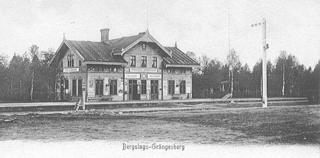 Bergslags Grängesberg station i början av 1900-talet