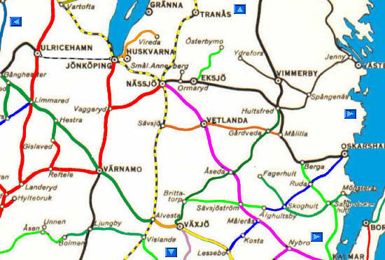 Järnvägskarta sydöstra Sverige