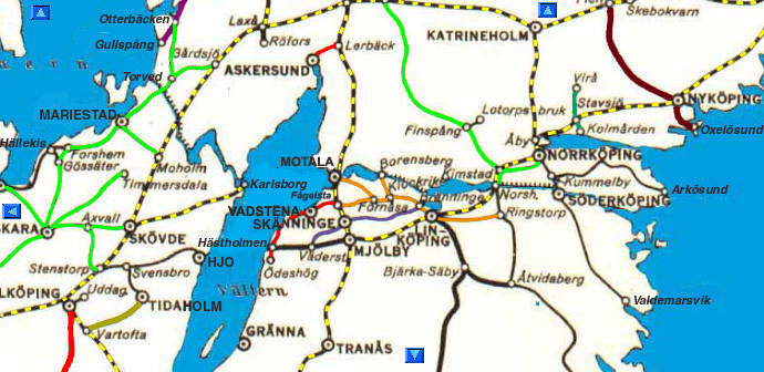Järnvägskarta över norra Götaland 1926