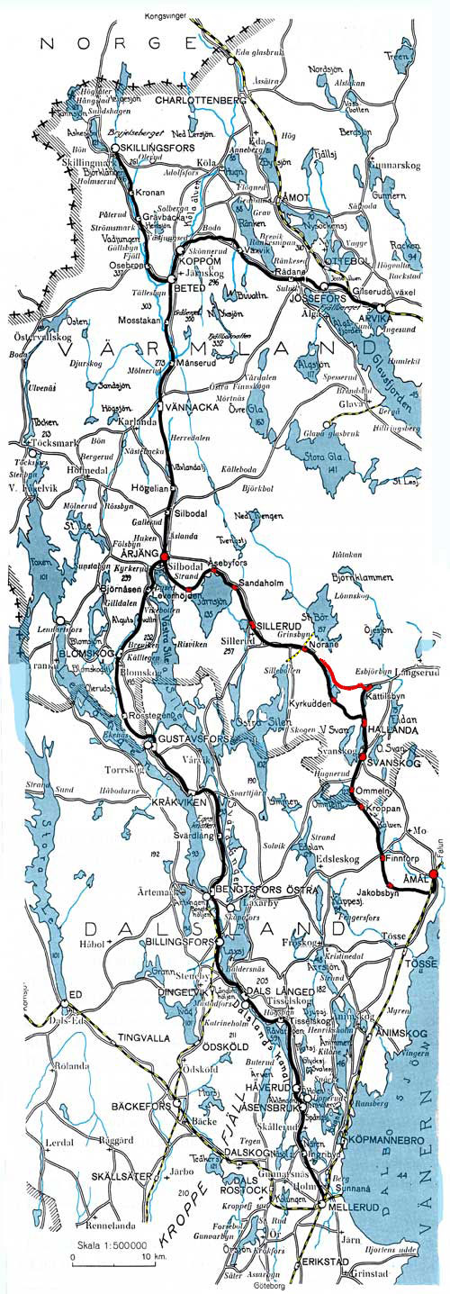Karta (Map ) ÅmÅJ, Åmål - Årjängs Järnväg