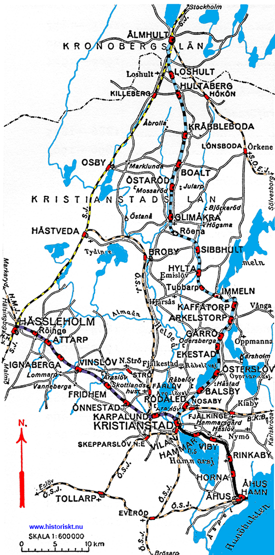 Karta (Map ) CHJ, Kristianstad - Hässleholms Järnvägar