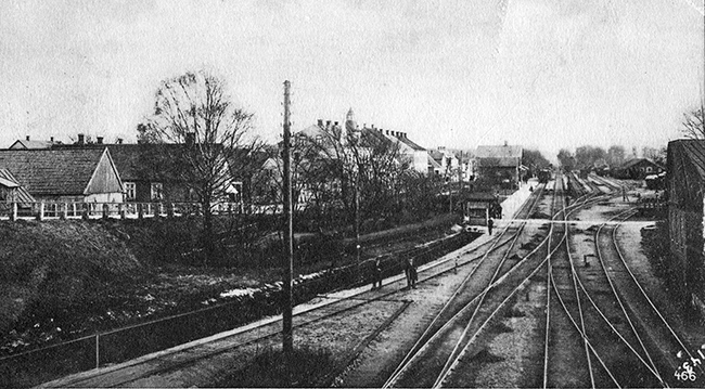Statens Järnvägar, Hässleholms station om kring 1900. Föreningsstation med Kristianstad - Hässleholms Järnvägar