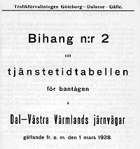 Bihang till DVVJ Tjänstetidtabell gällande från 1 mars 1928