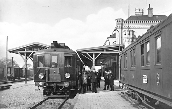 Helsingborg på 1920-talet. HHJ motorvagn destination Klippan.