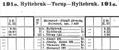 Timetable Hyltebruk - Torup - Hyltebruk