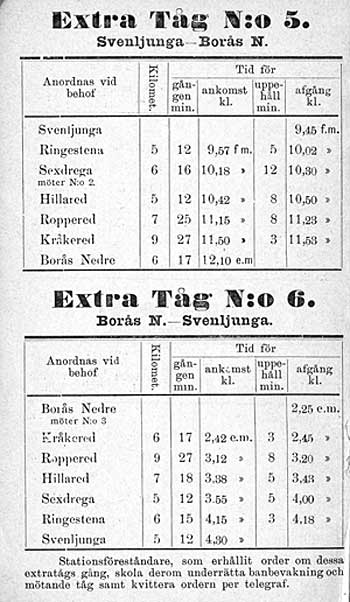 Tjänstetidtabell, Working time-table 1898 KindsJ