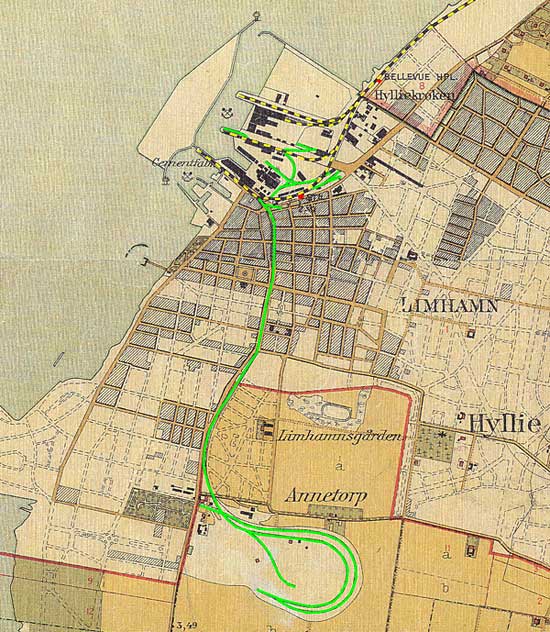 Key map over Limhamn year 1914