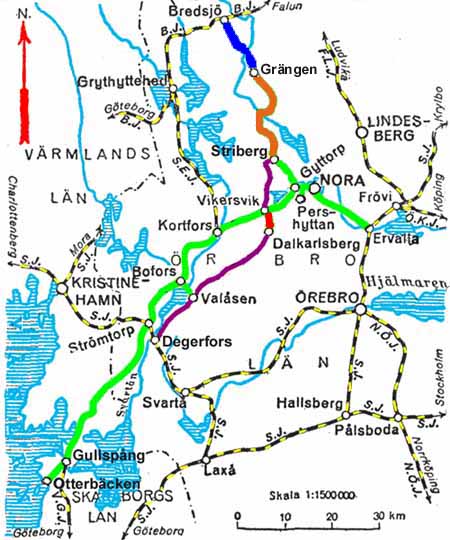 Karta (Key Map ) Översiktskarta. Bredsjö - Degerfors Järnväg