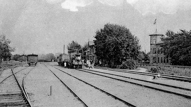 Hörby järnvägsstation och järnvägshotell cirka 1910