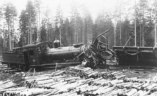Accident at Åsberg station year 1904