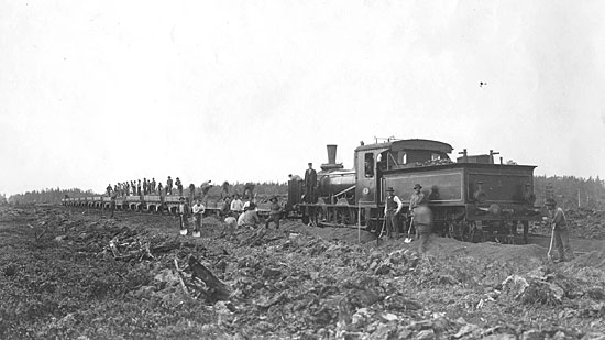 Construction of the line north of Gysinge year 1900