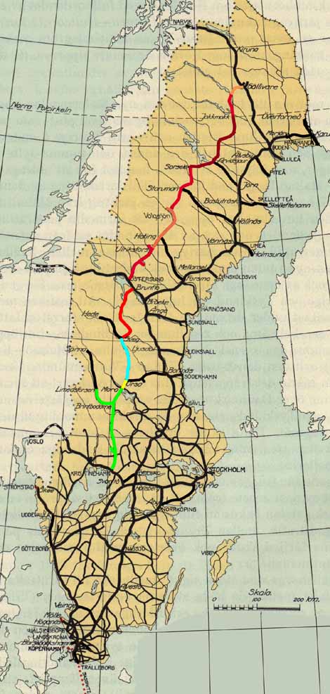 versiktkarta Inlandsbanan (key map Inland line)