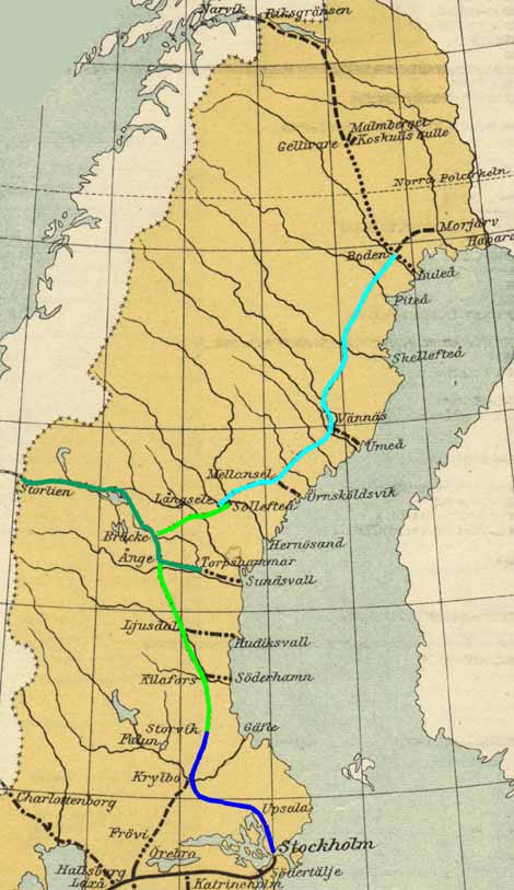 SJ, Statens Jrnvgar. Norra stambananorna. The main northern lines.