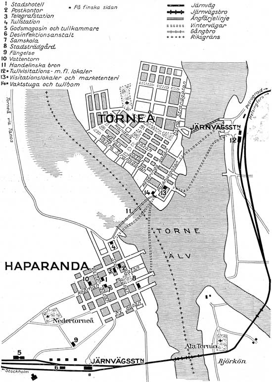 Karta över Haparanda och Torneå (Torino) 1919