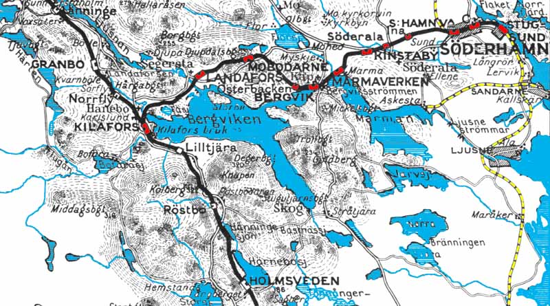 Karta Statsbanan Kilafors - Söderhamn - Stugsund. map.