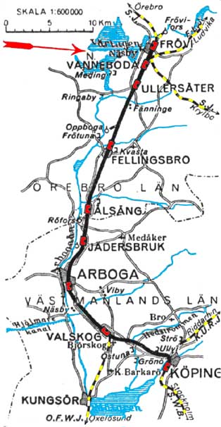 Karta (Map ) Örebro-Köpings Järnväg