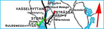 Map, karta SGJ, Storå - Guldsmedshyttans Järnväg