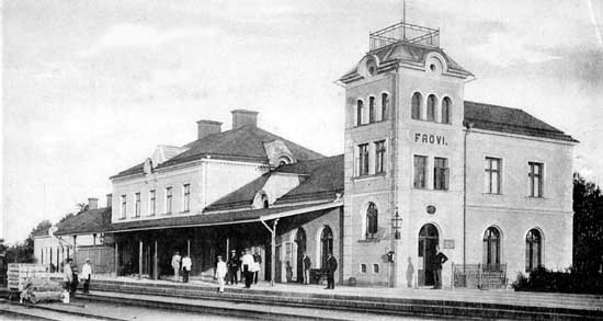 Frövi station omkring 1900. Föreningsstation med Frövi - Ludvika Järnväg fram till 1 januari 1900