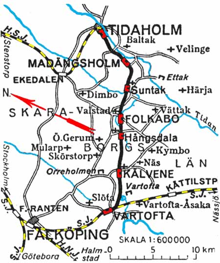 Map Tidaholms Järnväg, TJ