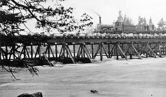 The temporary bridge over Dalälven year 1873