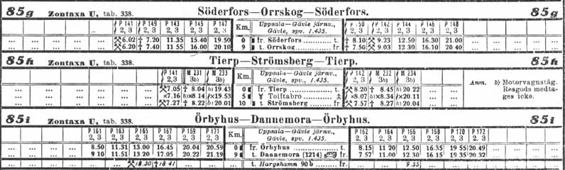 Timetable Söderfors - Orrskog - Söderfors, Tierp - Strömsberg - Tierp, Örbyhus - Dannemora - Örbyhus