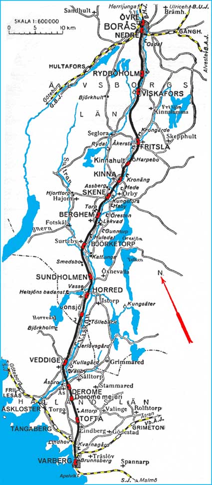 Karta (Map ) WBJ, Varberg - Borås Järnväg