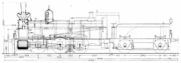 Ritning SJ I-lok, Drawing SJ I - engine