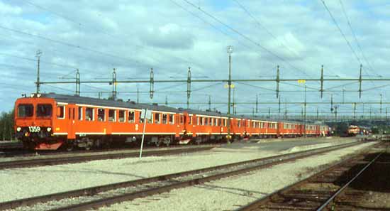 6 railcar units class Y1 at Gällivare year 1990