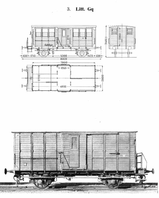 Statens Järnvägars, SJ, godsvagnar 1942 litt Gq. Freight cars at Swedish Railways 1942 class Gq