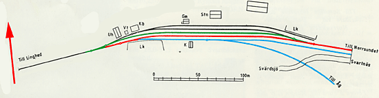 Blå linje anger ÅWJ spår på Wintjerns station