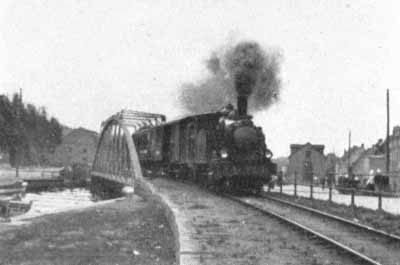 Fast train passing Mie-ån in Karlshamn year 1924