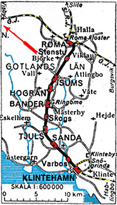 KlRJ. Klintehamn - Roma Järnväg, Karta, map