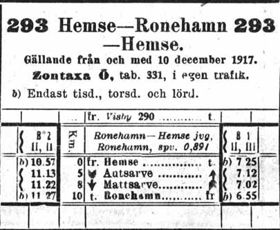 Timetable RHJ year 1917