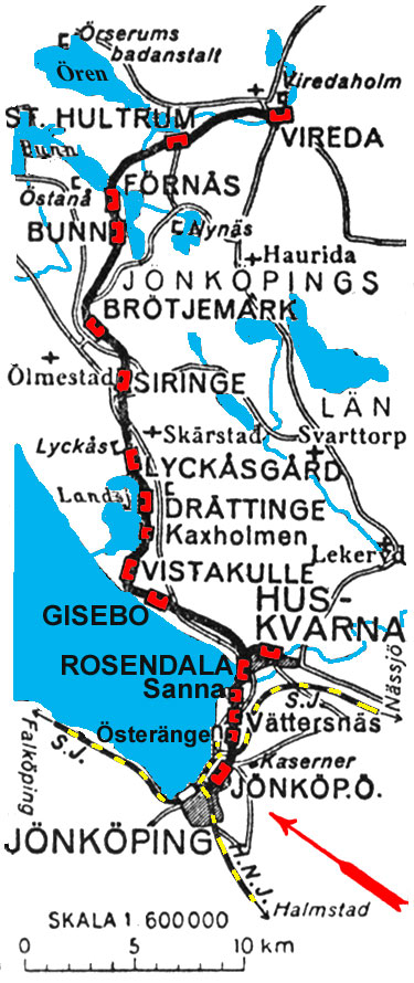 Karta Jönköping - Gripenbergs Järnväg, JGJ