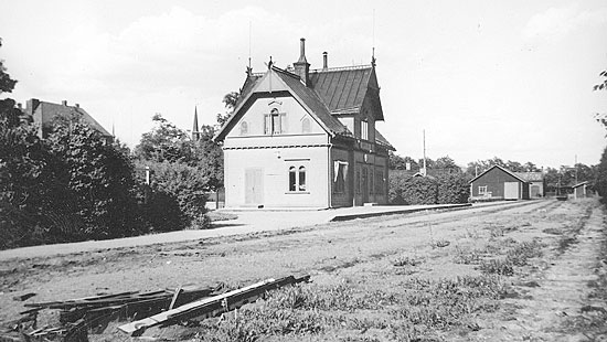 Jönköping Östra 1936-06-28. Järnvägen är nedlagd och upprivningen är fullbordad.