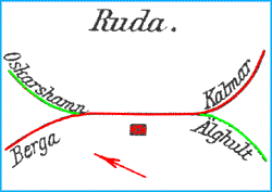 Drawing Ruds. Ritningen visar jrnvgarnas inbrdes frhllande