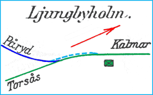 Drawing Ljungbyholm. Jrnvgarnas inbrdes frhllande.