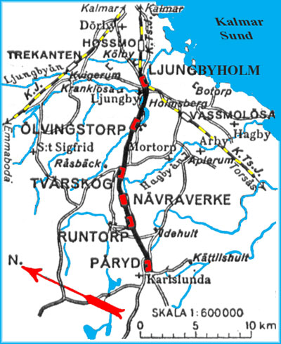 Map LCJ, Ljungbyholm - Karlslunda Järnväg