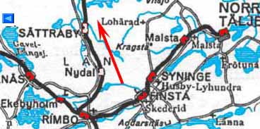Karta Länna -Norrtälje Järnväg. delen Länna-Rimbo, section Rimbo-Norrtälje