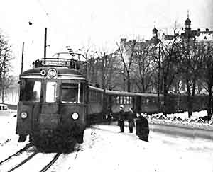 SRJ train leaving Engelbrektsplan in Stockholm