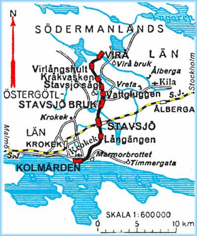Map, karta, Stafsjö Järnväg, Nunnebanan